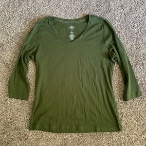 Green v neck 3/4 sleeve NWOT